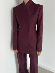 Stand Collar Long Sleeve Tops High Waist Spliced Button Long Pants Set
