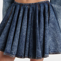 Stand Up Collar Long Sleeve Coat High Waist Mini Skirt Sets