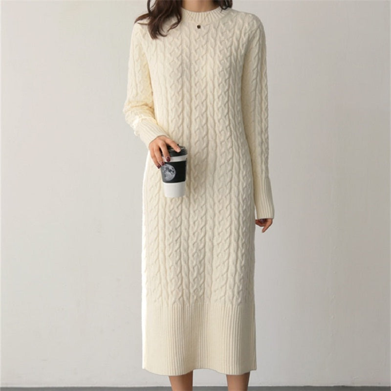Straight Knitting Fashionable Prairie Chic Elegant Sweater Dress