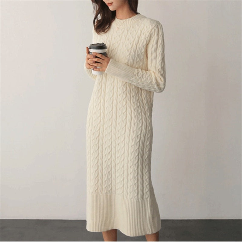 Straight Knitting Fashionable Prairie Chic Elegant Sweater Dress