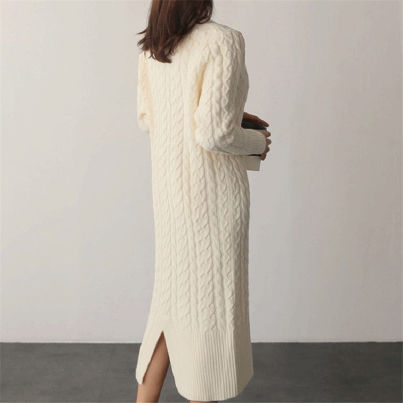 Straight Knitting Fashionable Prairie Chic Elegant Sweater Dress