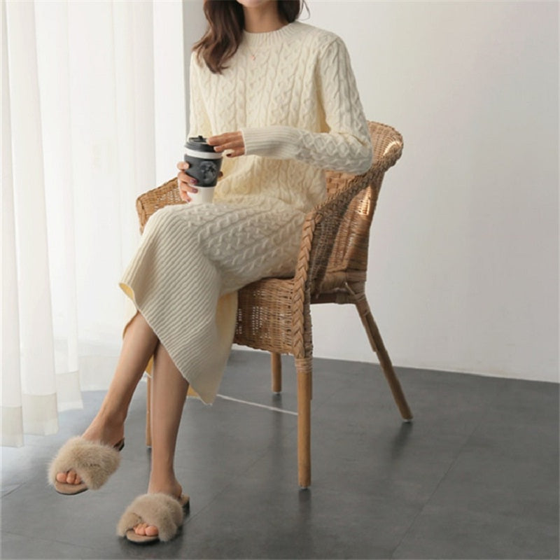 Straight Knitting Fashionable Prairie Chic Elegant Sweater Dress