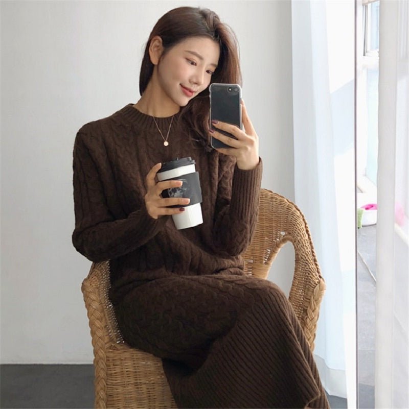 Straight Knitting Fashionable Prairie Chic Elegant Sweater Dress