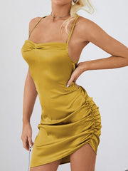Strap Backless Knotted Asymmetrical Hem Dress