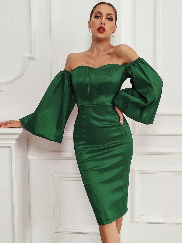 Strapless Half Sleeves Semi Formal Dress