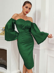 Strapless Half Sleeves Semi Formal Dress