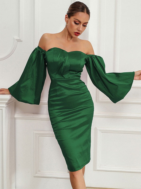 Strapless Half Sleeves Semi Formal Dress