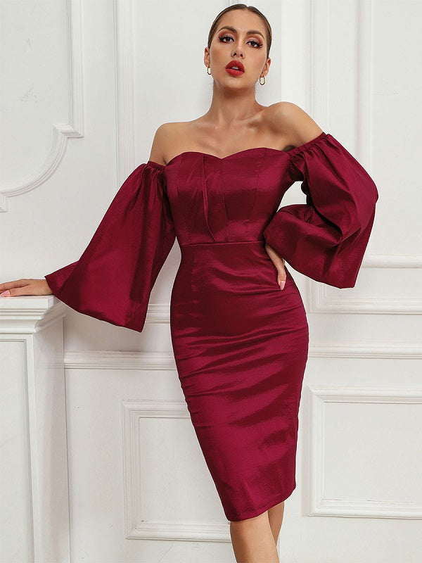 Strapless Half Sleeves Semi Formal Dress
