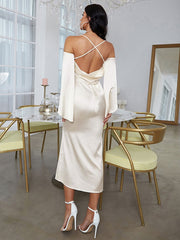 Strapless Half Sleeves Semi Formal Party Dress