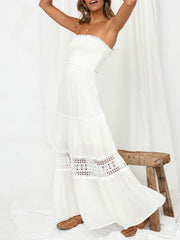 Strapless Lace Chiffon Maxi Dress