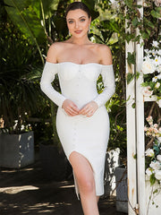 Strapless  Long Sleeves Zipper Semi Formal Party Dress