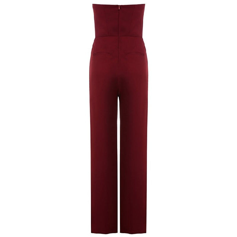 Strapless Patchwork Heart Backless Club Party Jumpsuit