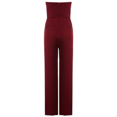 Strapless Patchwork Heart Backless Club Party Jumpsuit