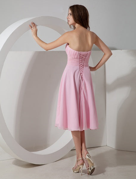 Strapless Pleated Chiffon Bridesmaid Dress