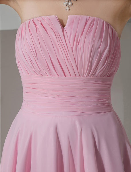 Strapless Pleated Chiffon Bridesmaid Dress