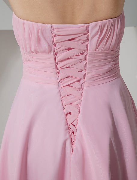 Strapless Pleated Chiffon Bridesmaid Dress