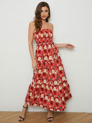 Strapless Sleeveless Open Shoulder Dress