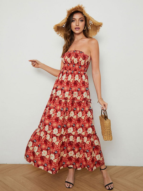Strapless Sleeveless Open Shoulder Dress
