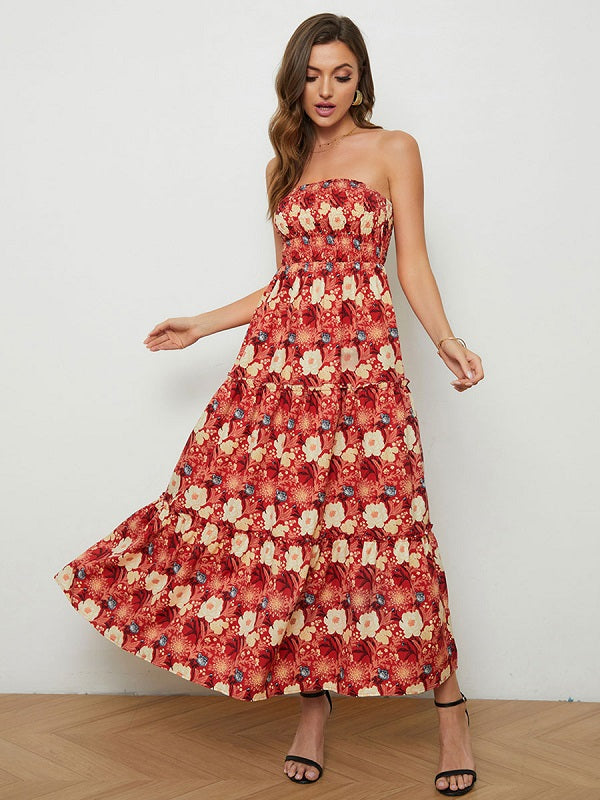Strapless Sleeveless Open Shoulder Dress