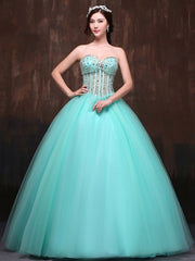 Strapless Tulle Beaded Sweetheart Luxury Quinceanera Dress