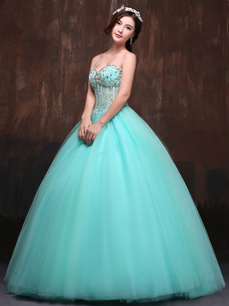 Strapless Tulle Beaded Sweetheart Luxury Quinceanera Dress