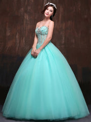 Strapless Tulle Beaded Sweetheart Luxury Quinceanera Dress