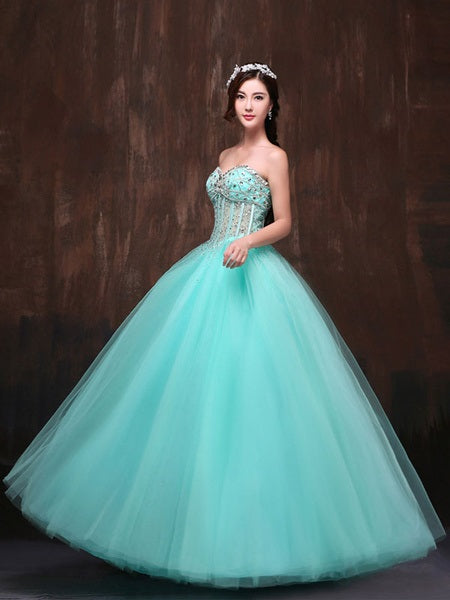 Strapless Tulle Beaded Sweetheart Luxury Quinceanera Dress