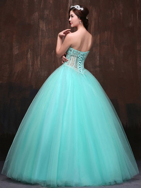 Strapless Tulle Beaded Sweetheart Luxury Quinceanera Dress