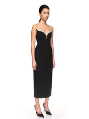 Diamonds Strapless V Neck Sleeveless Backless Shiny Party Bodycon Bandage Midi Dresses
