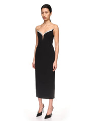 Diamonds Strapless V Neck Sleeveless Backless Shiny Party Bodycon Bandage Midi Dresses