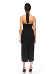 Diamonds Strapless V Neck Sleeveless Backless Shiny Party Bodycon Bandage Midi Dresses