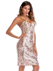 Strappy Slip Style Great Split Sequins Party Dress
