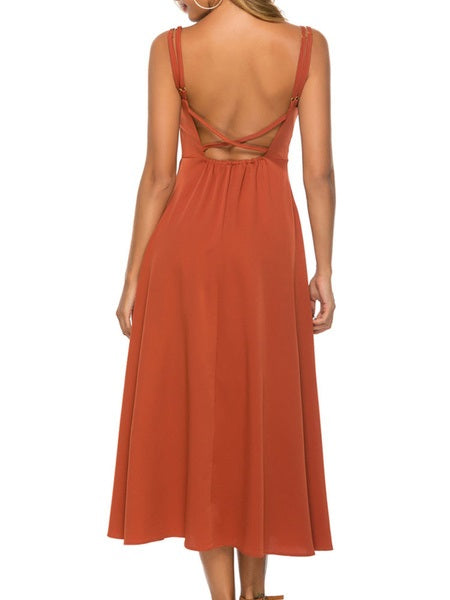 Straps Neck Backless Beach Dress
