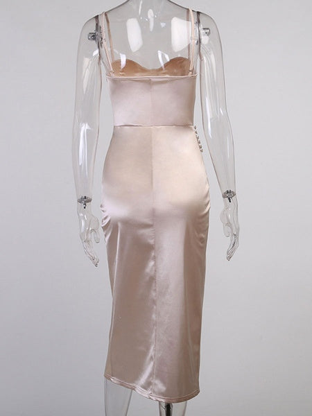 Straps Neck Backless Polyester Long Dress