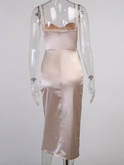 Straps Neck Backless Polyester Long Dress