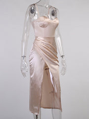 Straps Neck Backless Polyester Long Dress