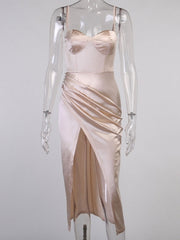 Straps Neck Backless Polyester Long Dress