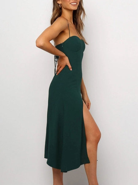 Straps Neck Cotton Blend Beach Dress