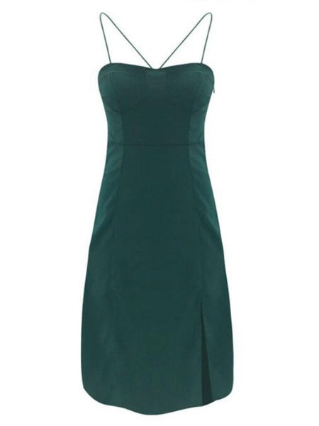 Straps Neck Cotton Blend Beach Dress