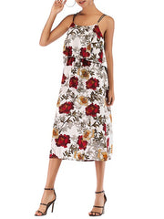 Straps Neck Floral Print Beach Dress
