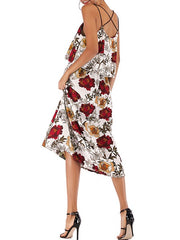 Straps Neck Floral Print Beach Dress