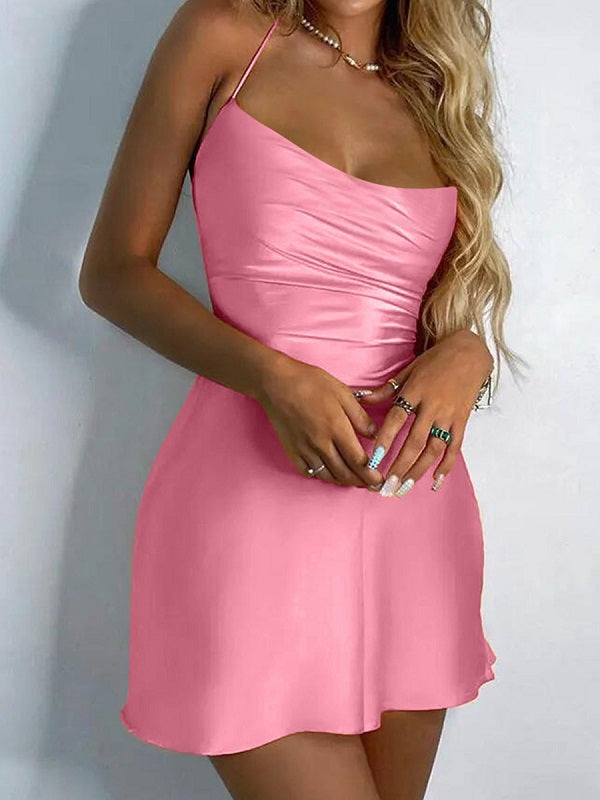 Straps Neck Floral Print Short Beach Dress