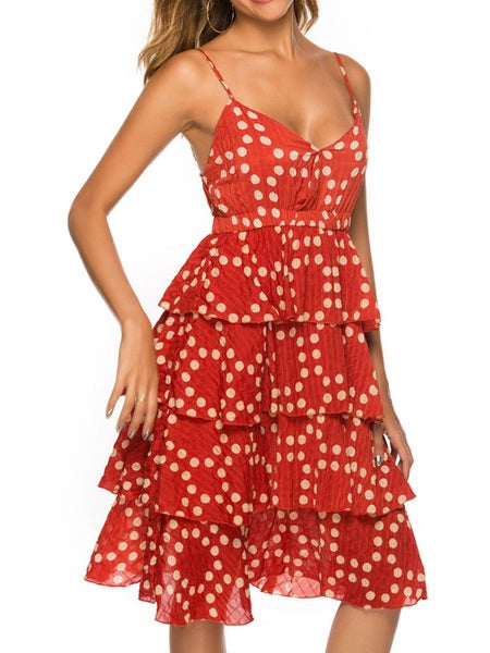 Straps Neck Polka Dot Beach Dress