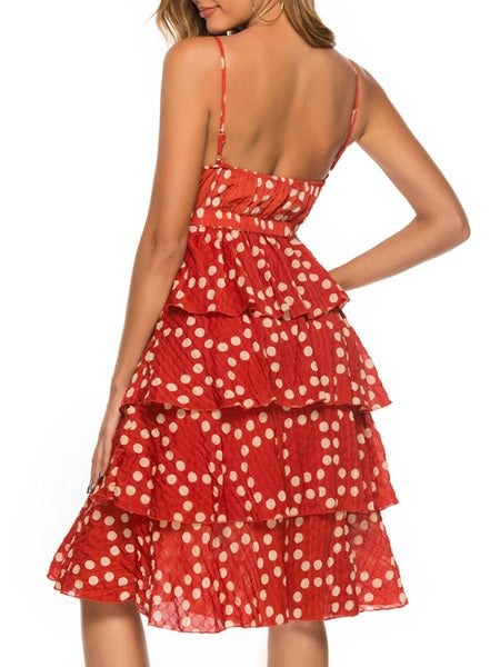 Straps Neck Polka Dot Beach Dress