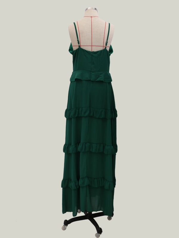 Straps Neck Sleeveless Polyester Floor Length Maxi Dresses