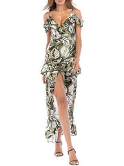 Straps Neck Sleeveless Printed Beach Dress