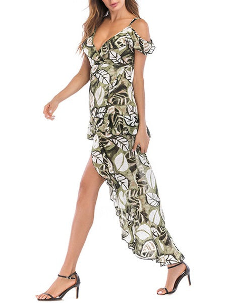 Straps Neck Sleeveless Printed Beach Dress