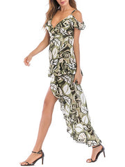 Straps Neck Sleeveless Printed Beach Dress