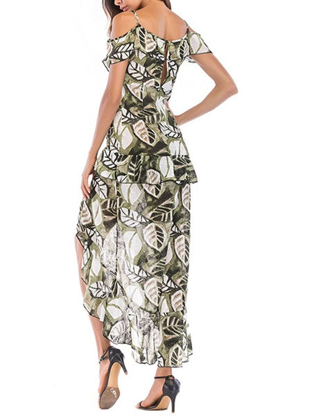 Straps Neck Sleeveless Printed Beach Dress