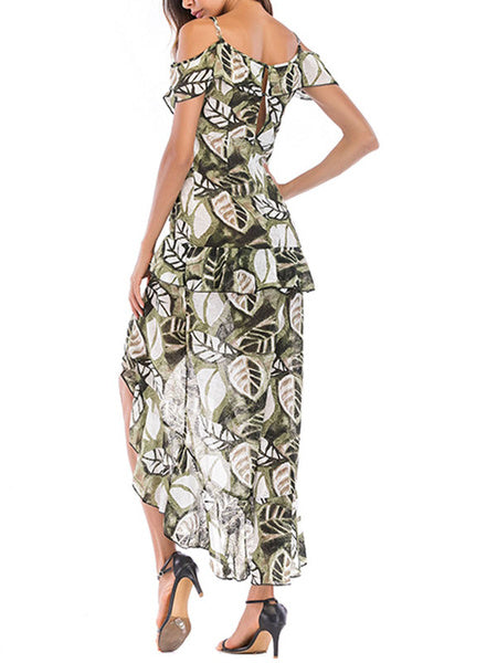 Straps Neck Sleeveless Printed Boho Beach Dress